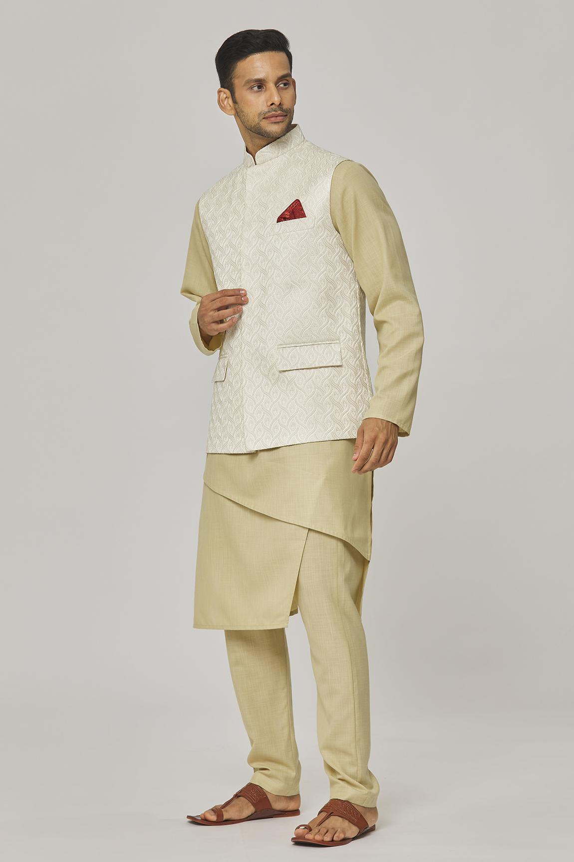 Vikramaditya Embroidered Bundi & Kurta Set