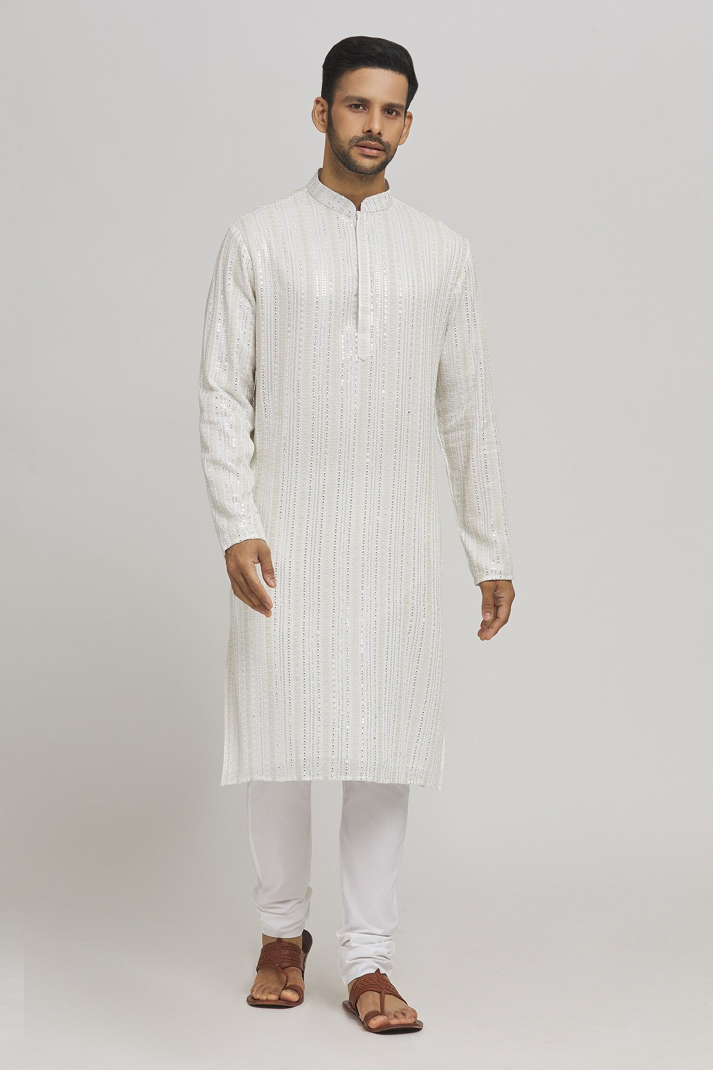 Riwaya Embroidered Cotton Kurta & Churidar Set