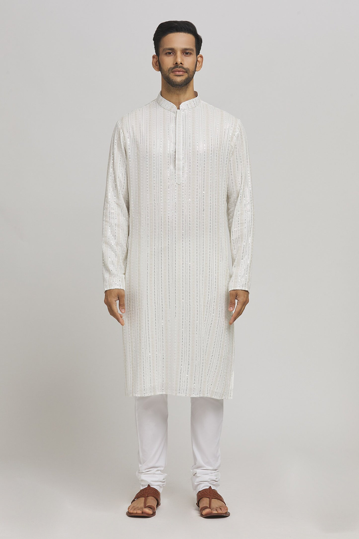 Riwaya Embroidered Cotton Kurta & Churidar Set