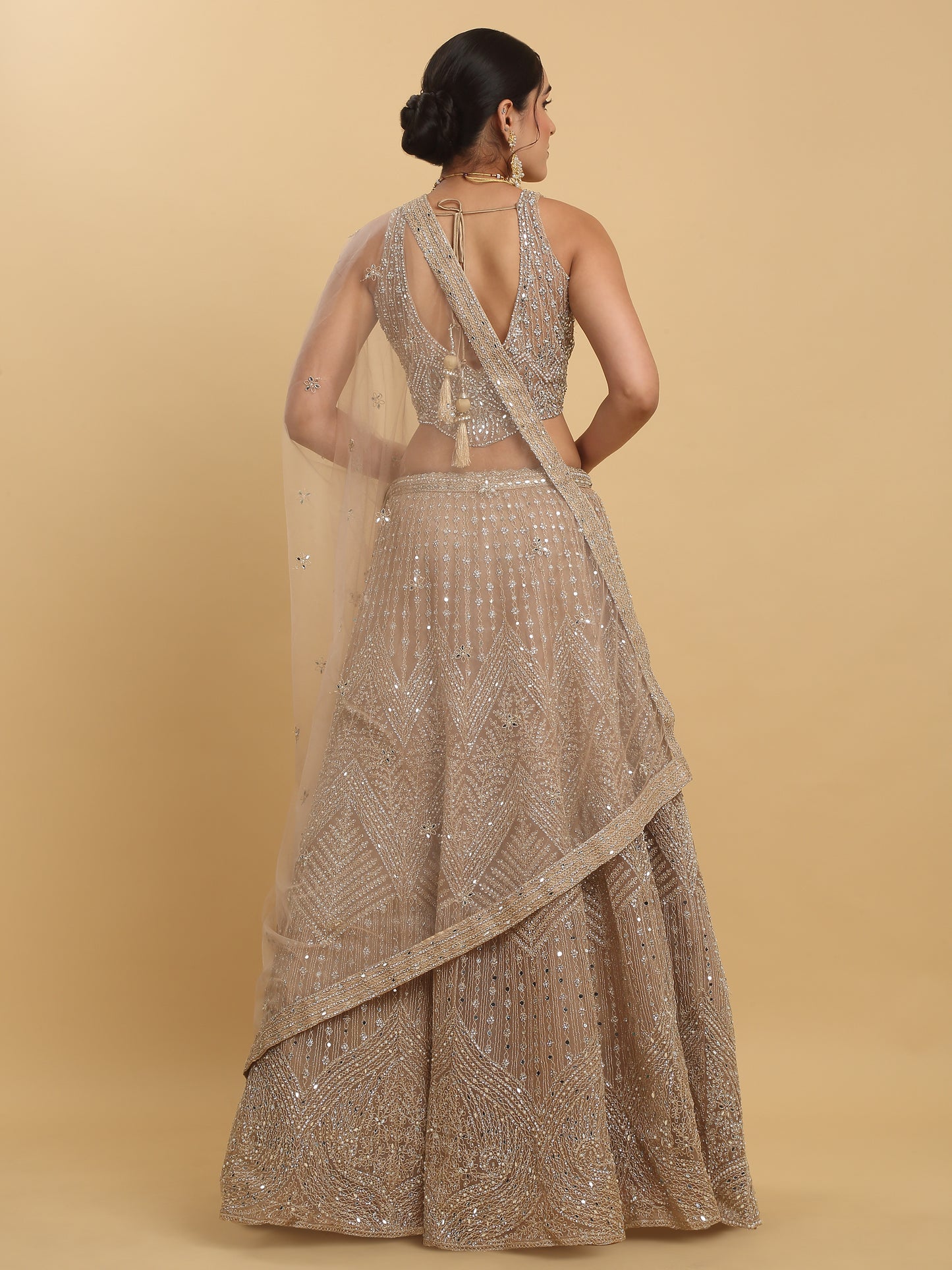 Heer Mirror And Zari Embroidered Lehenga Set