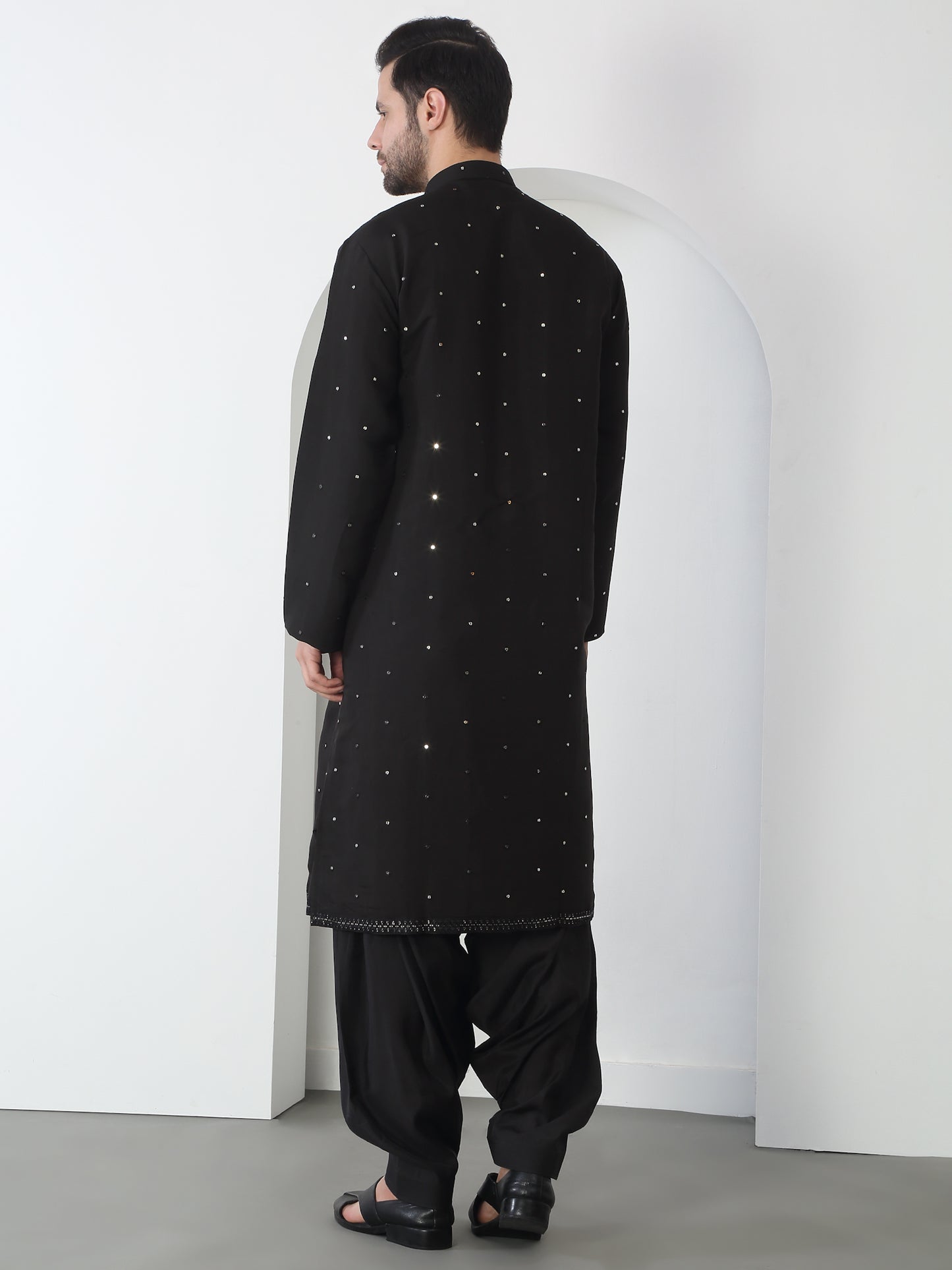Akshat Black Embroidered Cotton Kurta Patiala Set