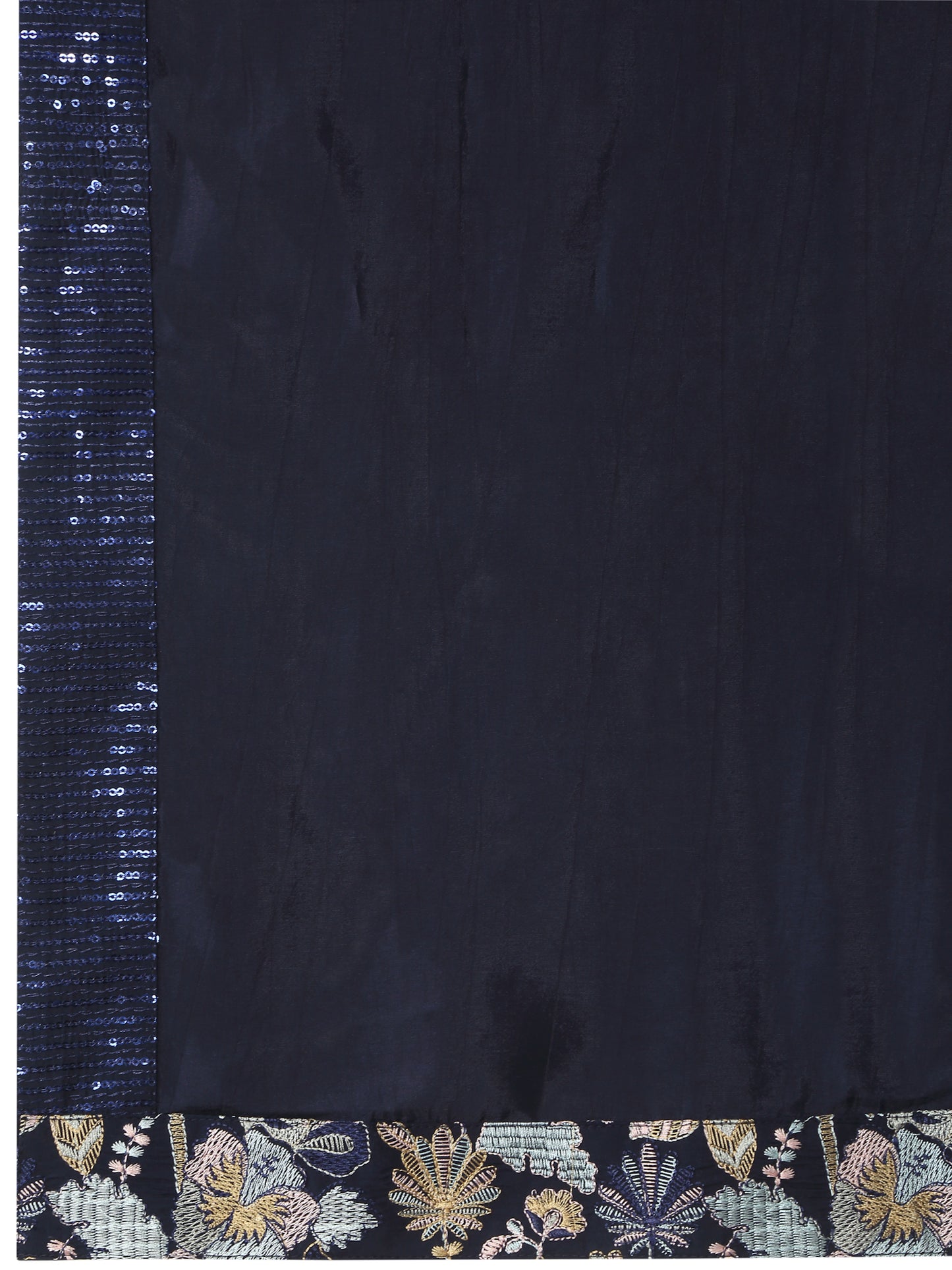 Neelkamal Dark Blue Cotton Embroidered Floral Thread Kurta Set With Dupatta