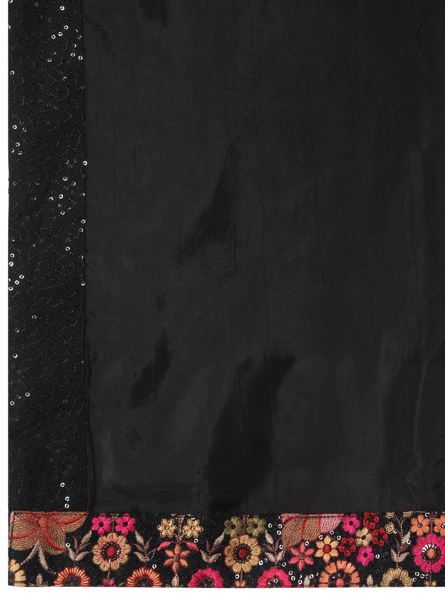 Kalki Black Cotton Embroidered Floral Kurta Set