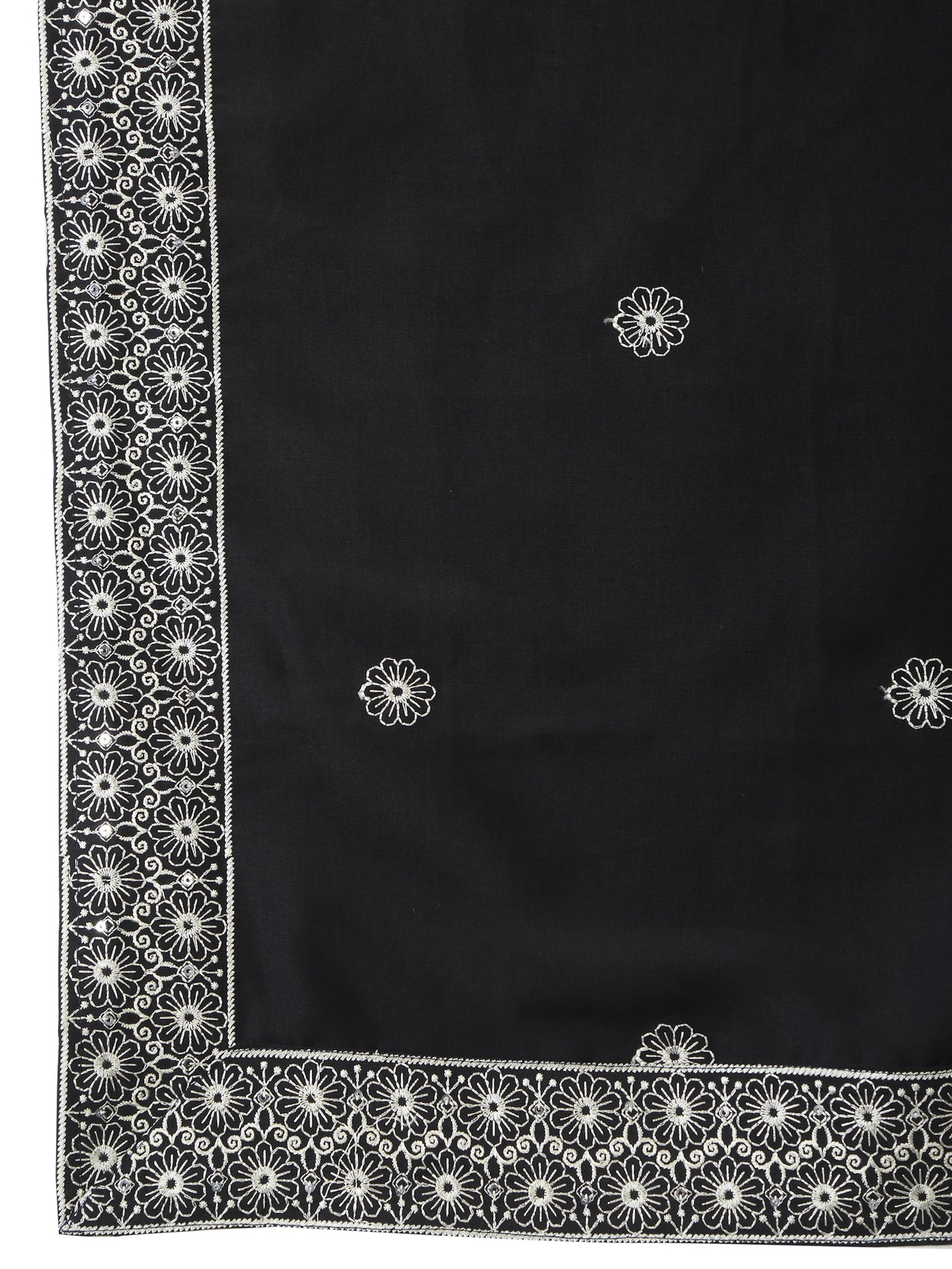Nawaab Embroidered Kurta Dupatta Pants Set - Black