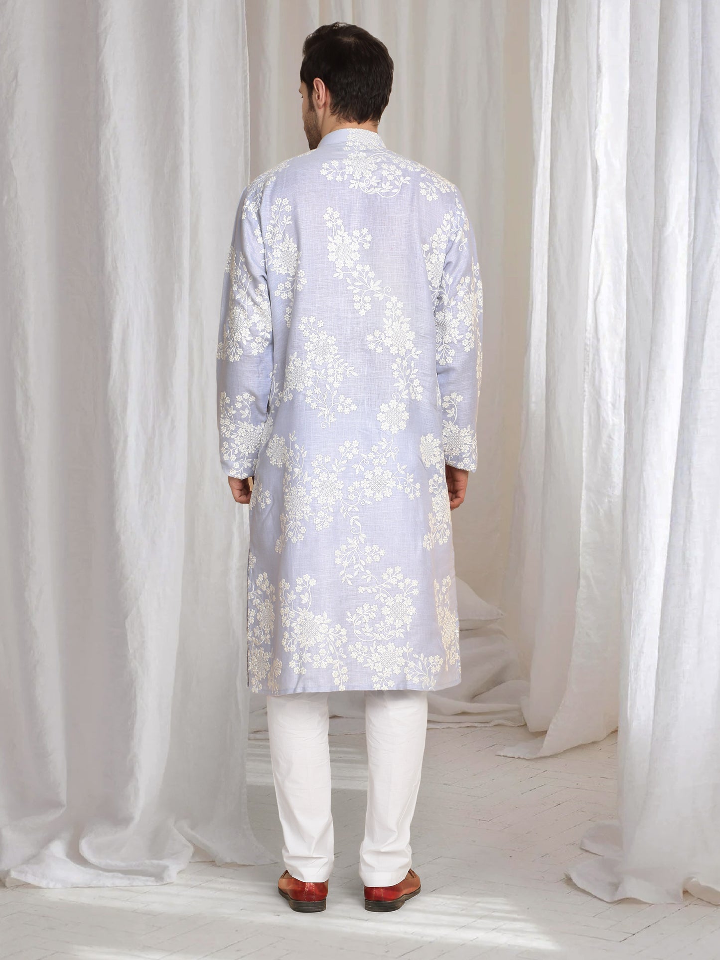 Aham Gulistaan Embroidery Thread Kurta Set - Pastel Purple