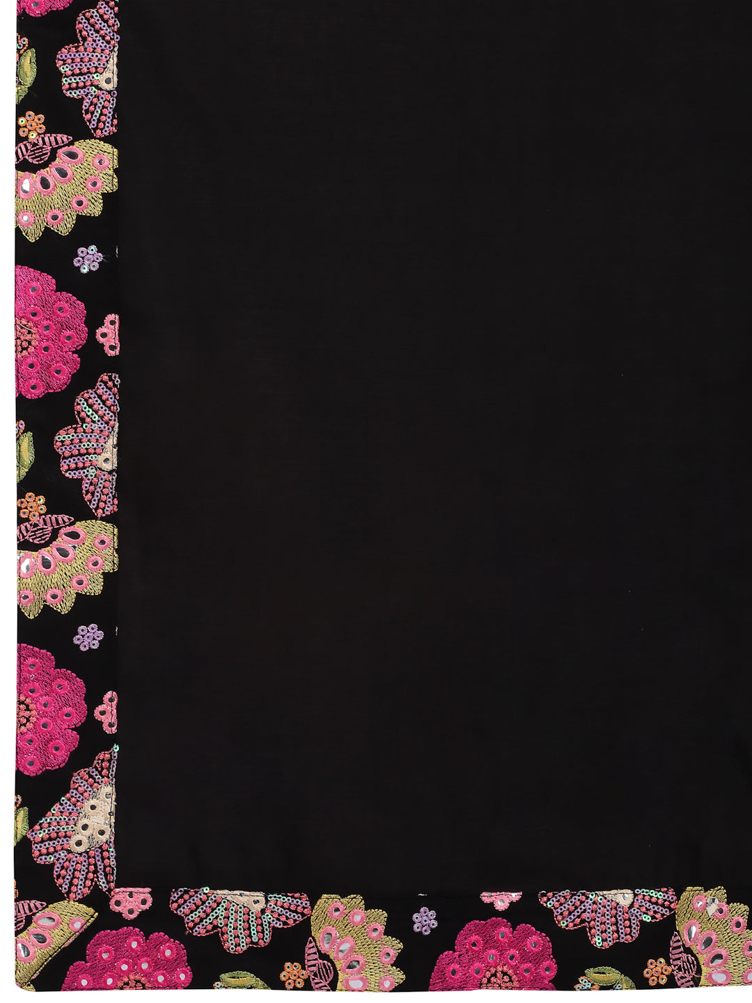 Pushpvilaas Embroidered Flower Kurta Patiala Set- Black