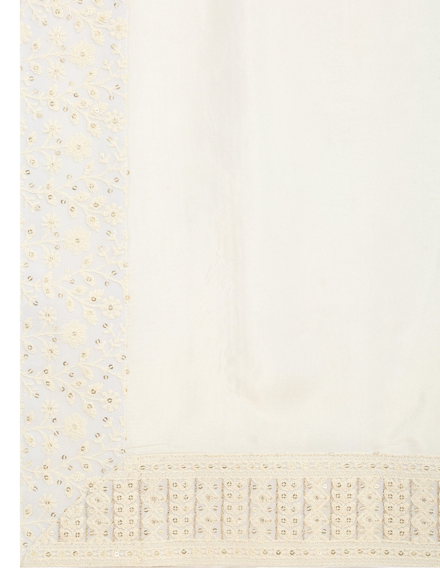 Mehfil Cotton Embroidery Thread Kurta And Dupatta Set - Cream