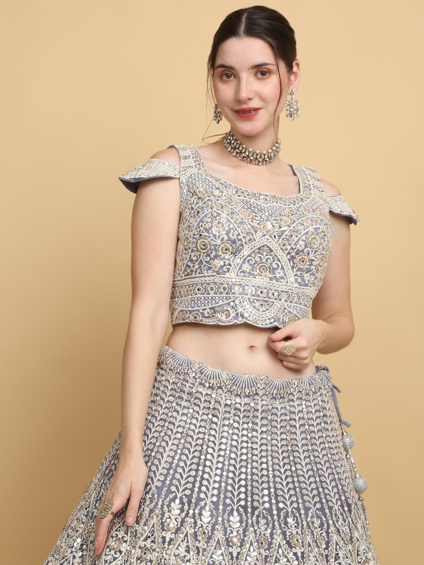 Mayur-upwan Embroidered Floral Bridal Lehenga Set