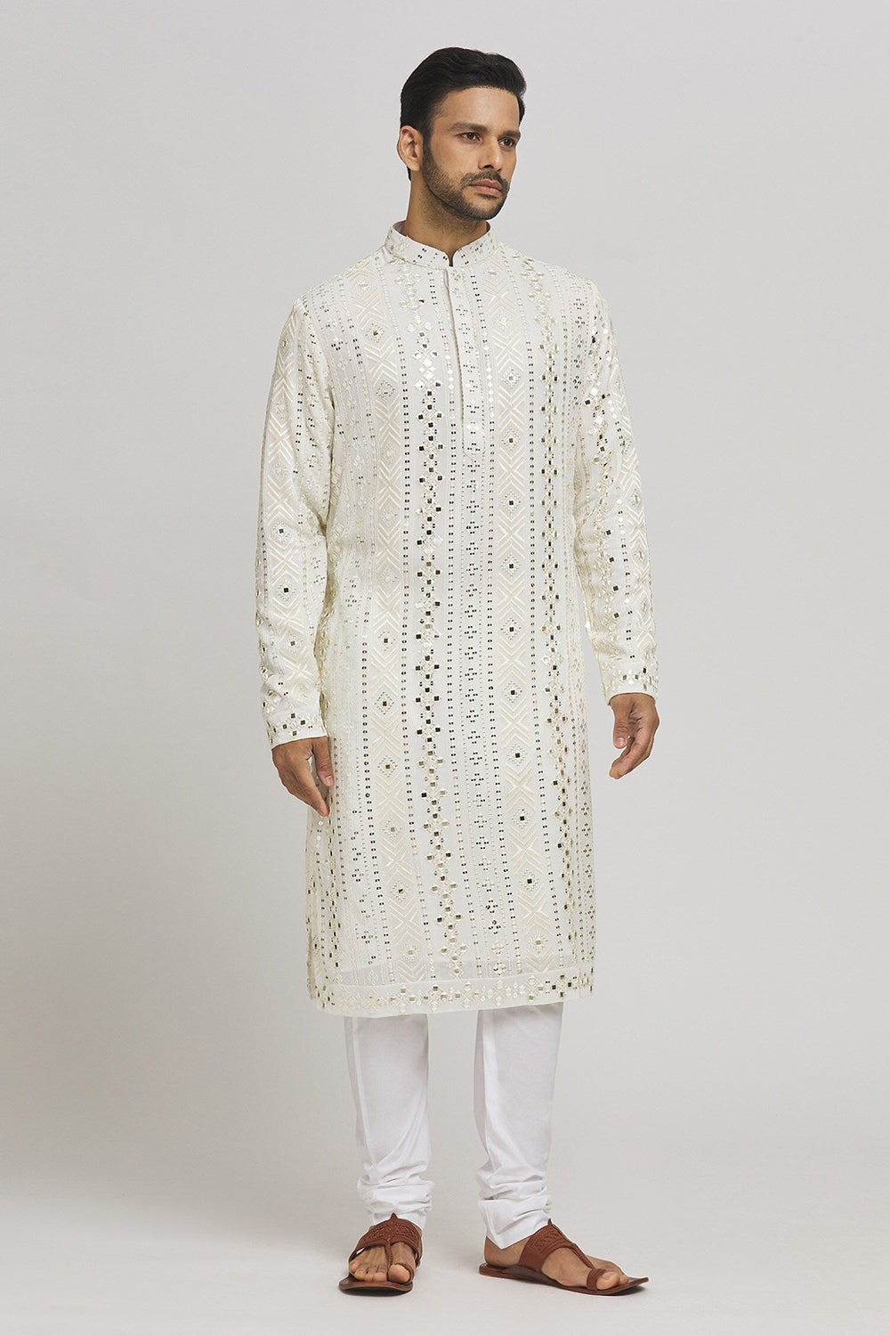 Kaanchmahal Embroidered Cotton Kurta & Chudidar Set
