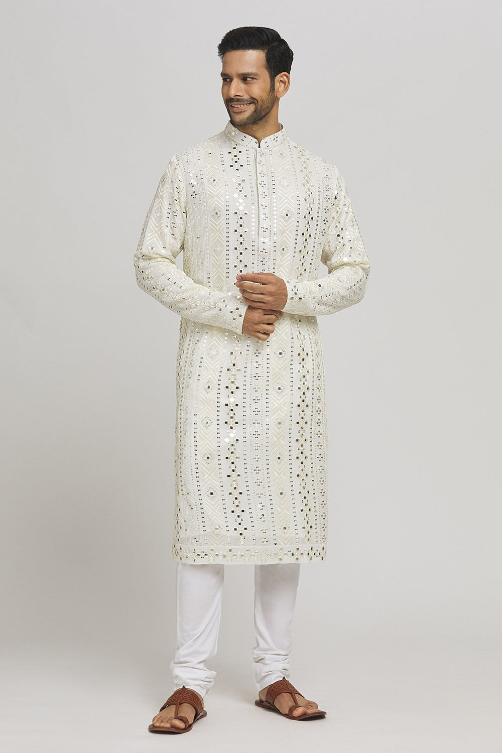 Kaanchmahal Embroidered Cotton Kurta & Chudidar Set
