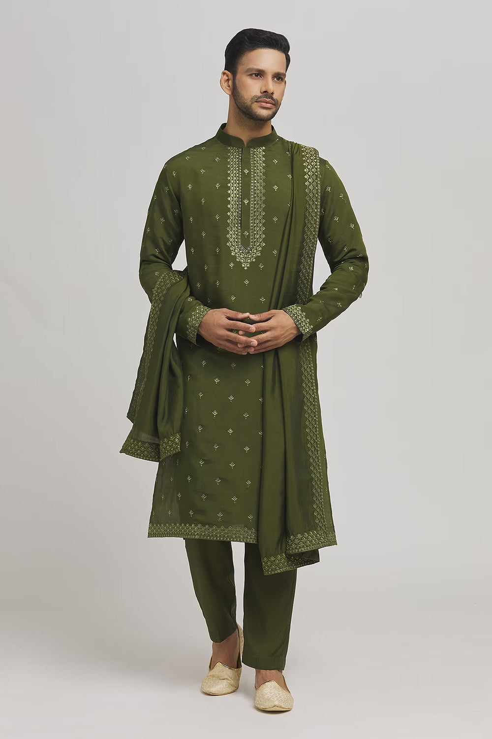 Riwazz Sequin Embellished Kurta Churidar Set