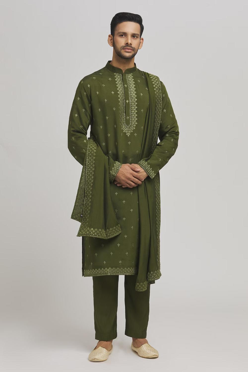 Riwazz Sequin Embellished Kurta Churidar Set
