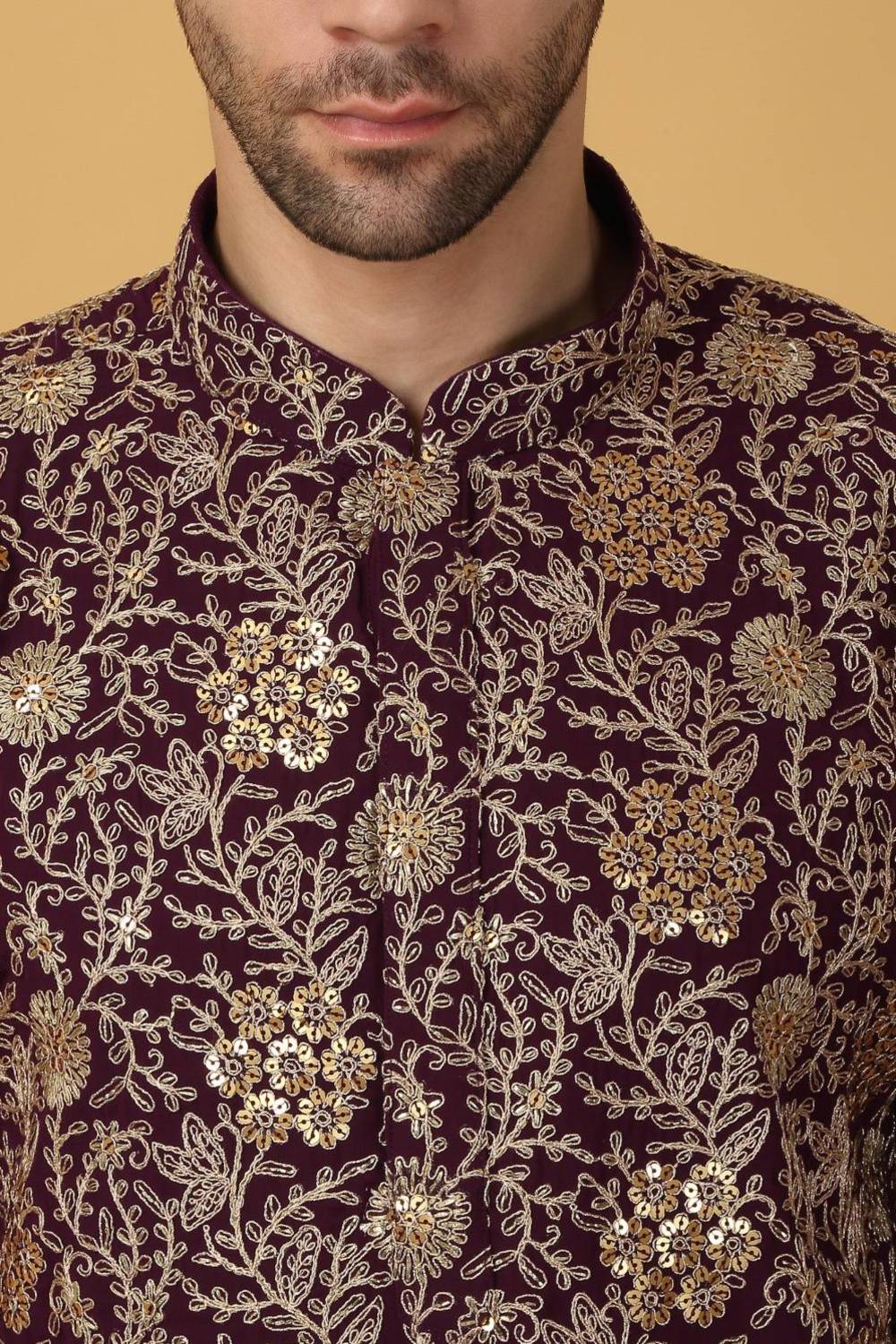 Zar Firdaus Embroidered  Kurta Pants Set - Festive Purple