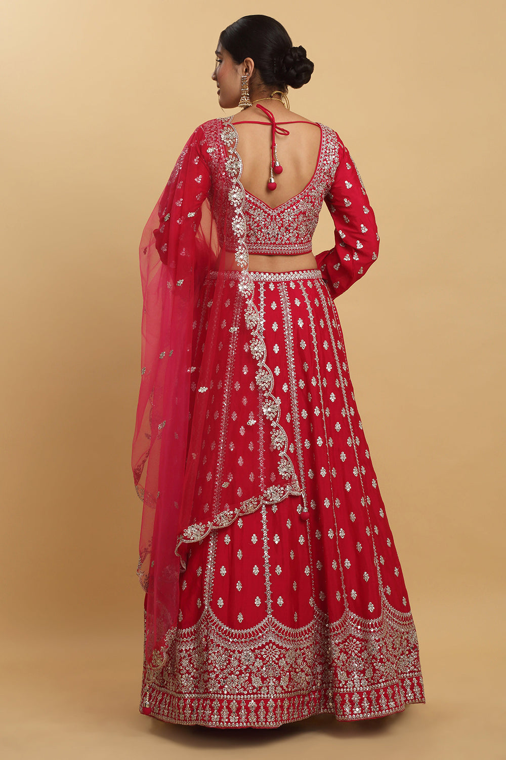 Humsa Embroidered Sequin And Zari Work Bridal Lehenga Set