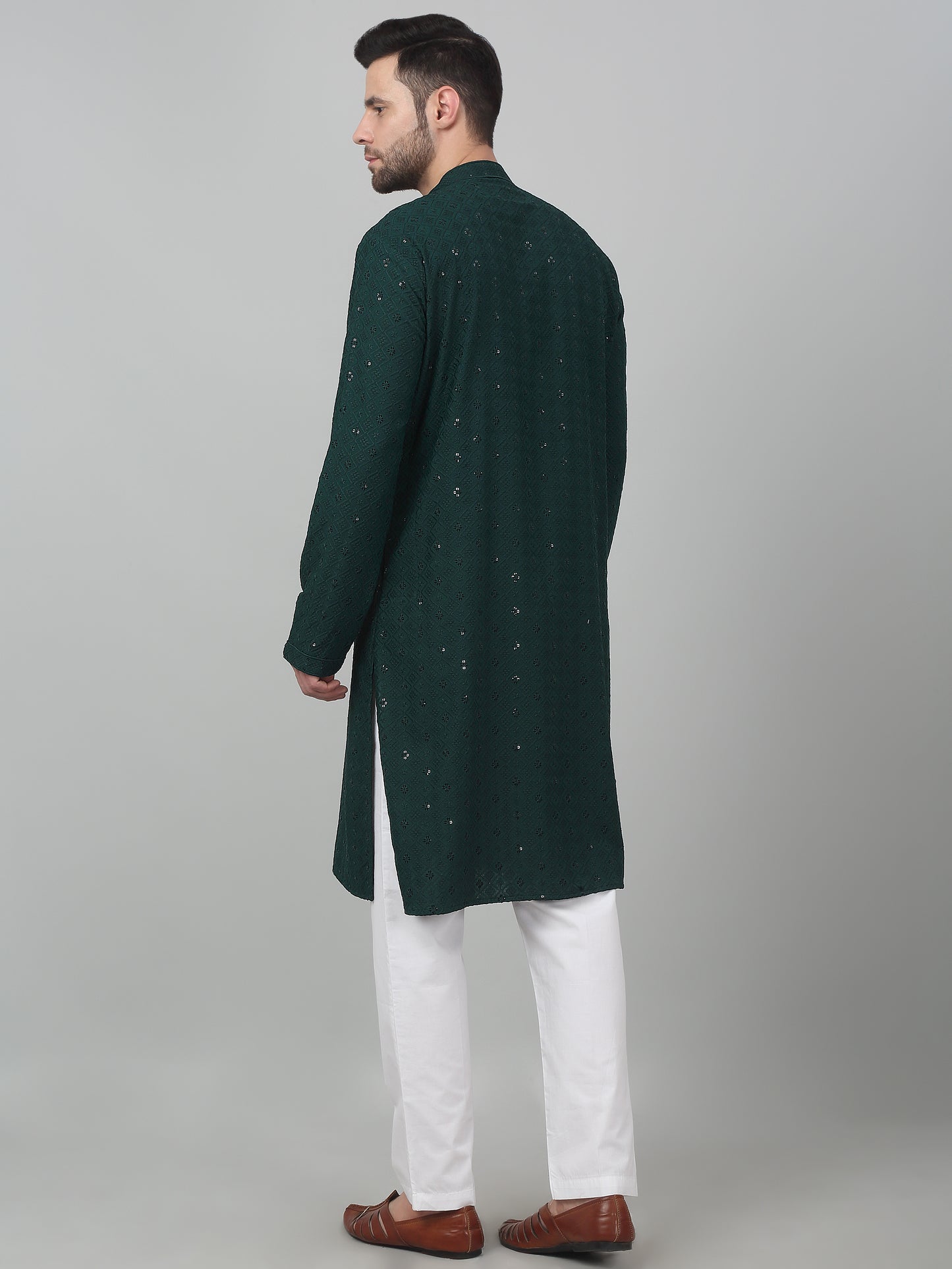 Himgir Checkered Thread Work Kurta Set