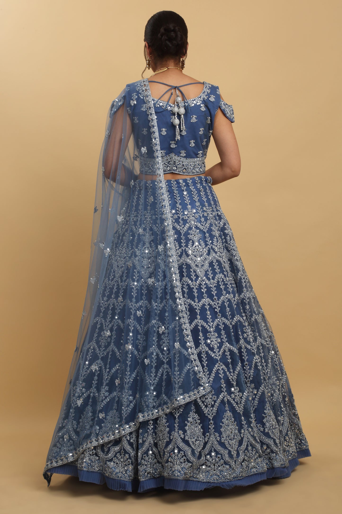 Rangrez Mirror Embroidered Layered Lehenga Set