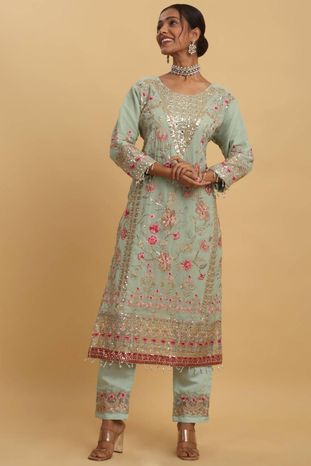 Floral Embroidered  Kurta Set