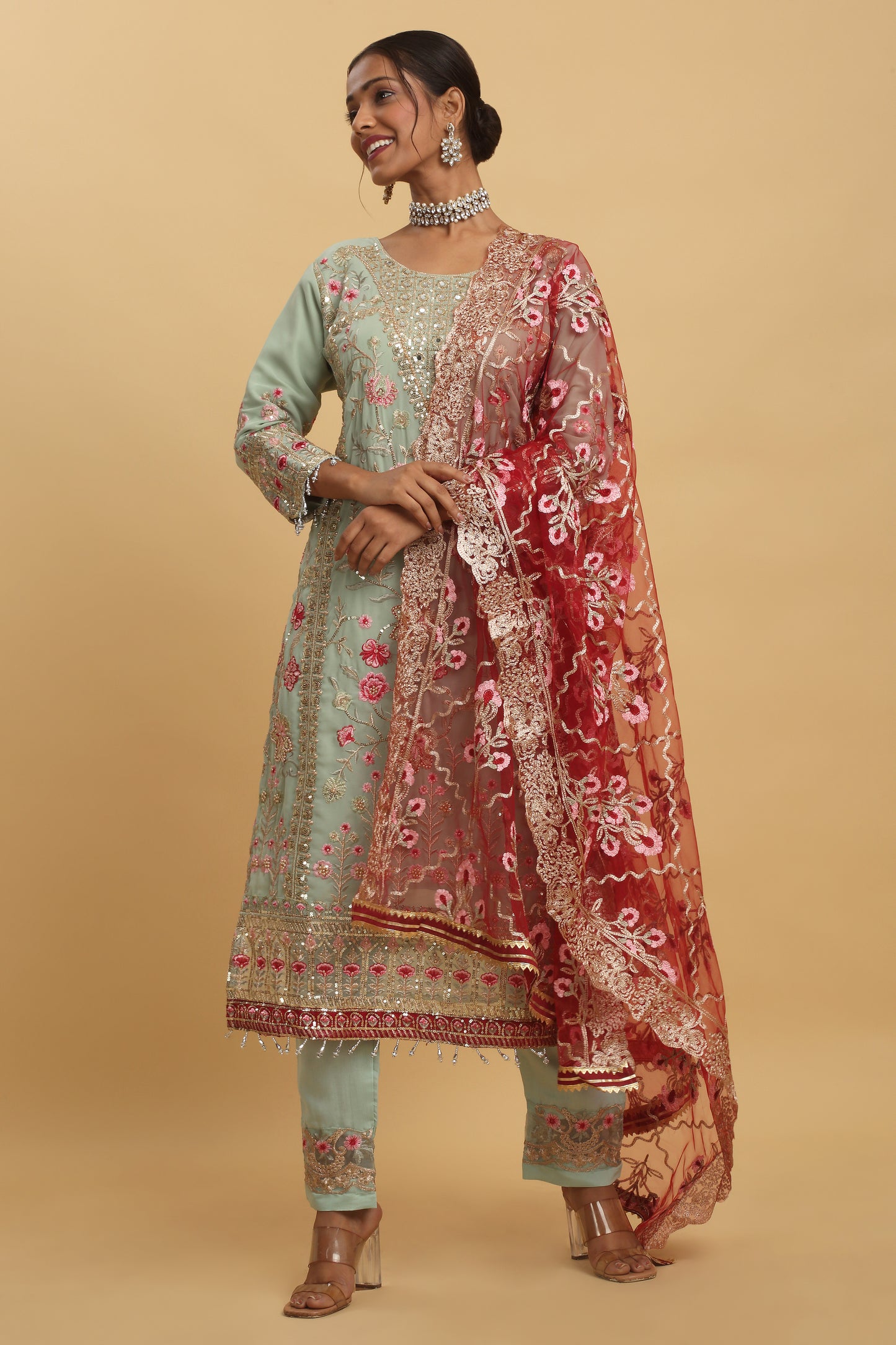 Floral Embroidered  Kurta Set