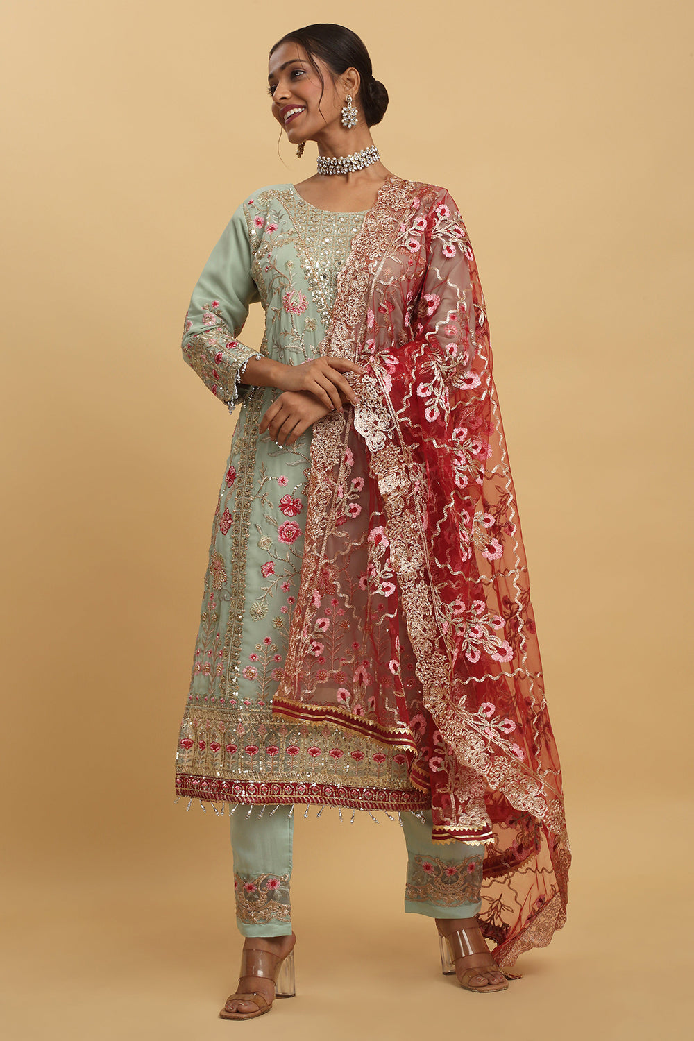 Floral Embroidered  Kurta Set