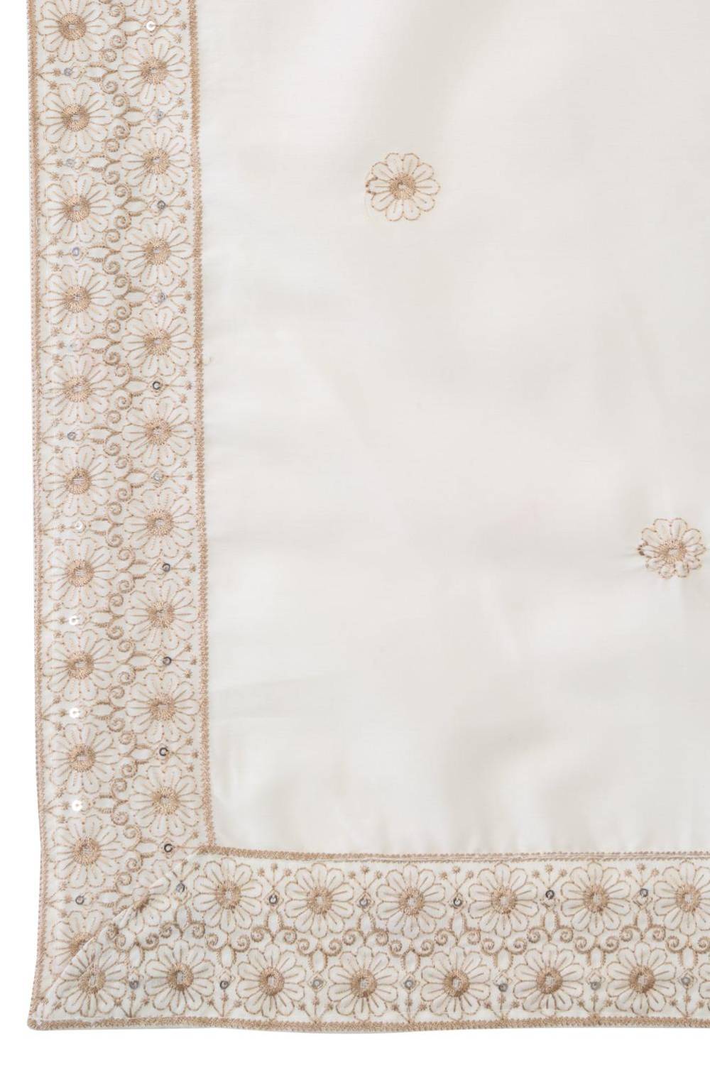 Nawaab Embroidered  Kurta Dupatta Pants Set - Cream