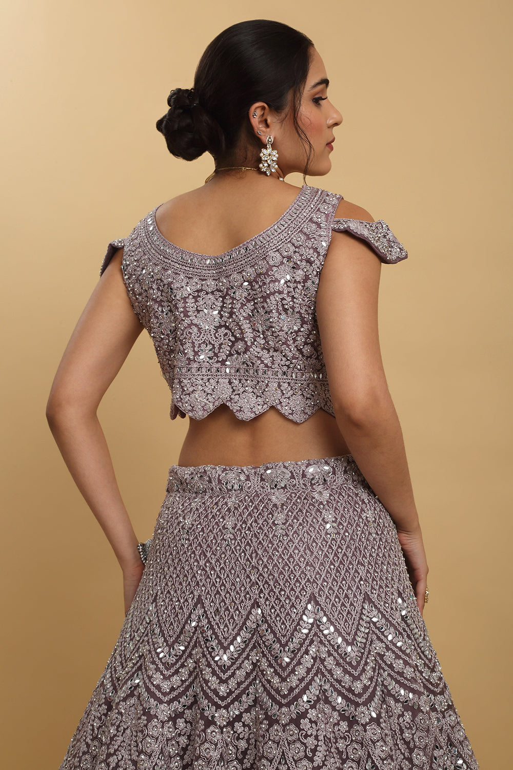 Maharsh Purple Mirror Embroidered Lehenga Set