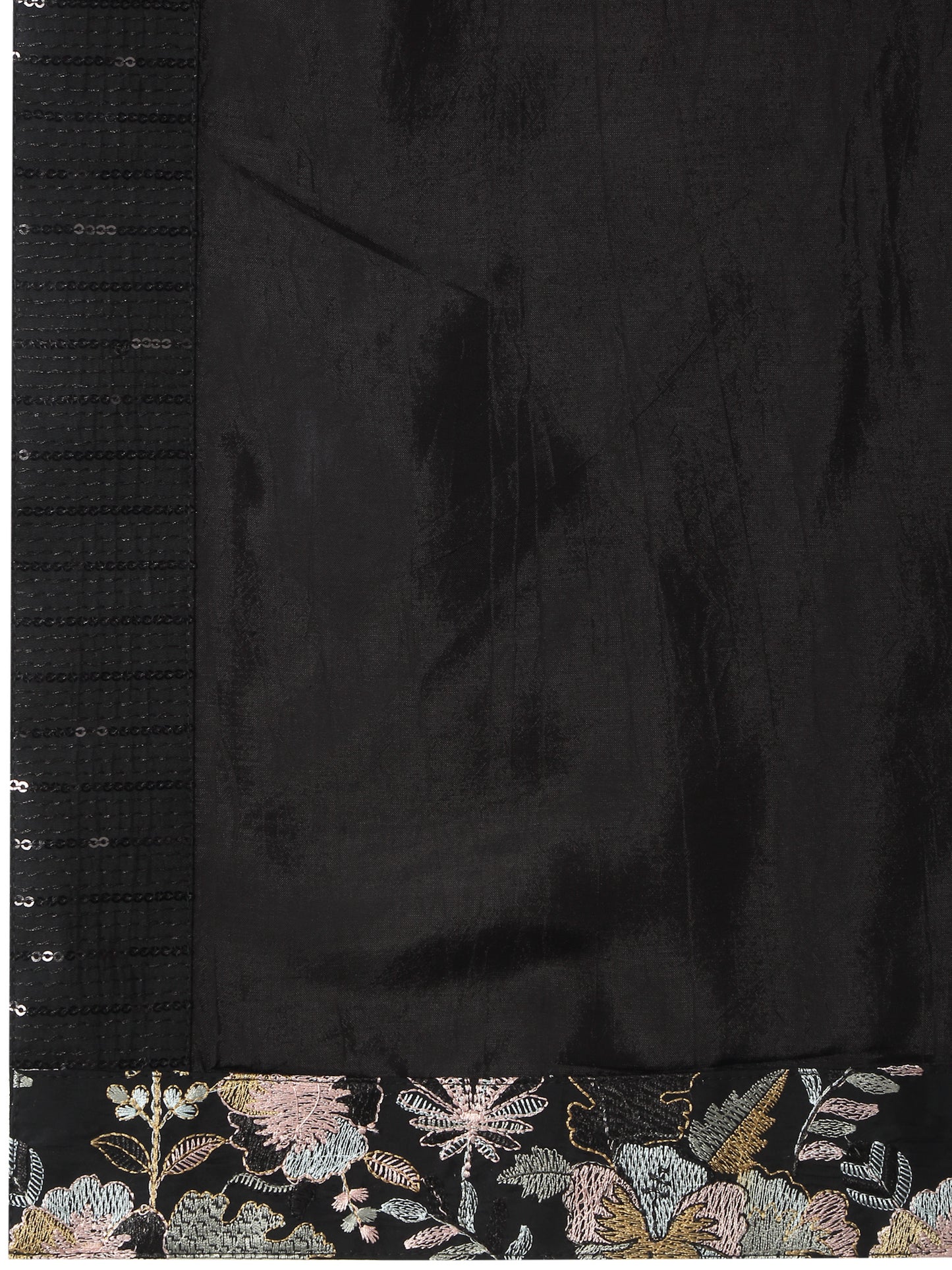 Neelkamal Black Cotton Embroidered Floral Thread Kurta Set