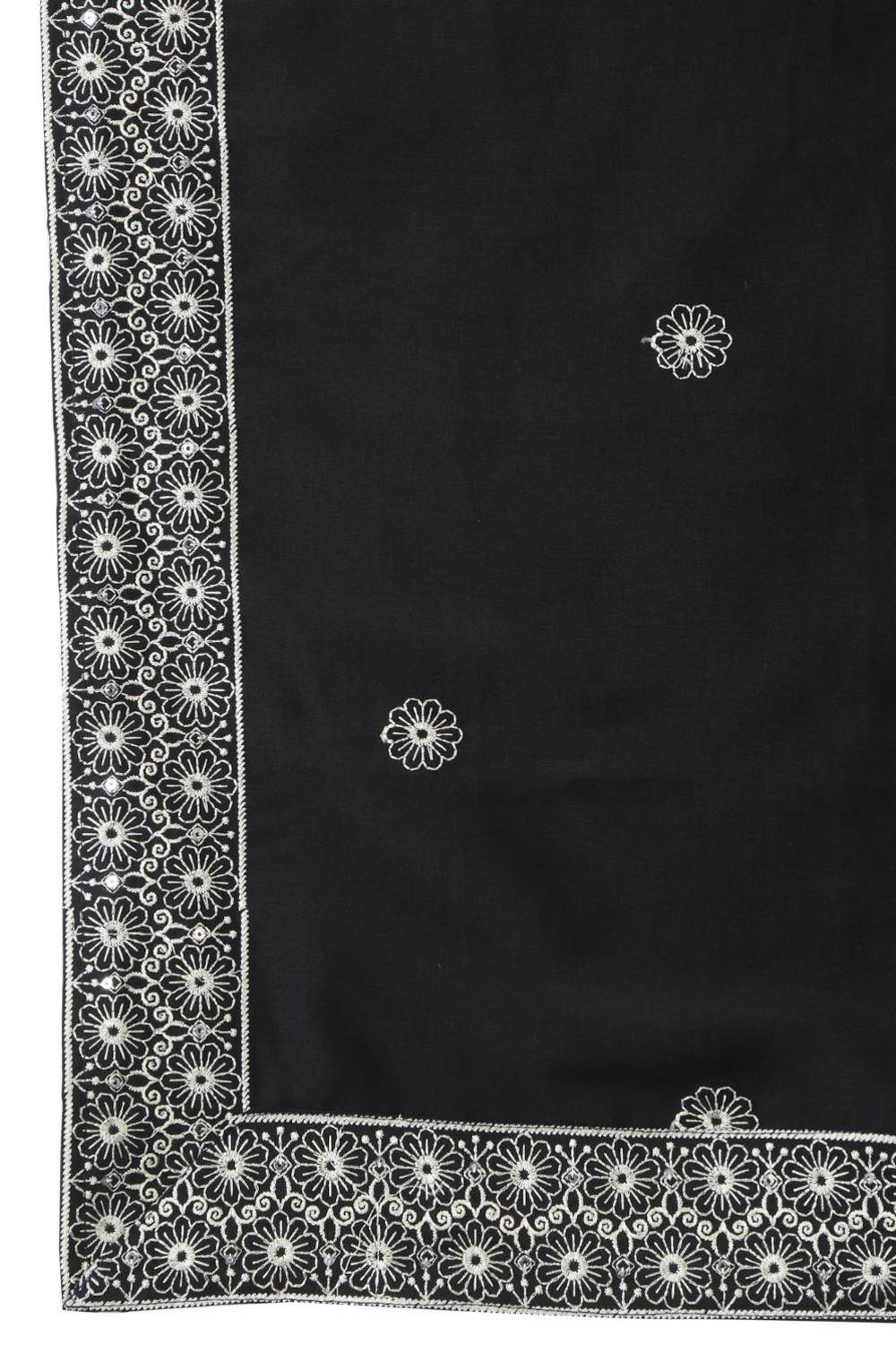 Nawaab Embroidered  Kurta Dupatta Pants Set - Black