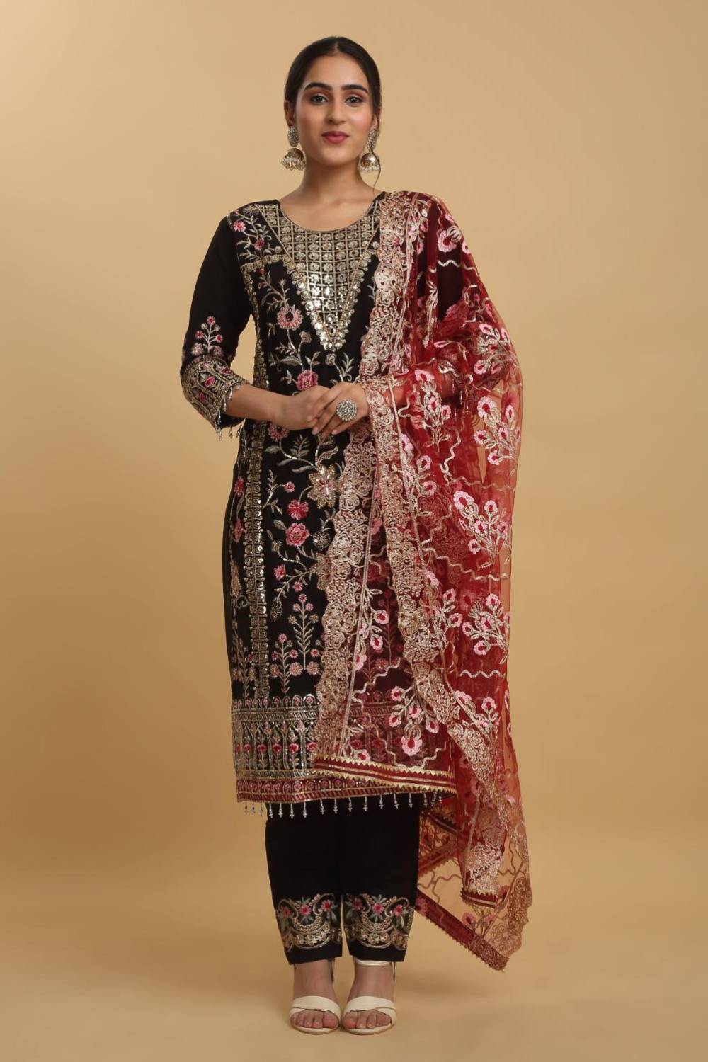Floral Embroidered Work Kurta Set