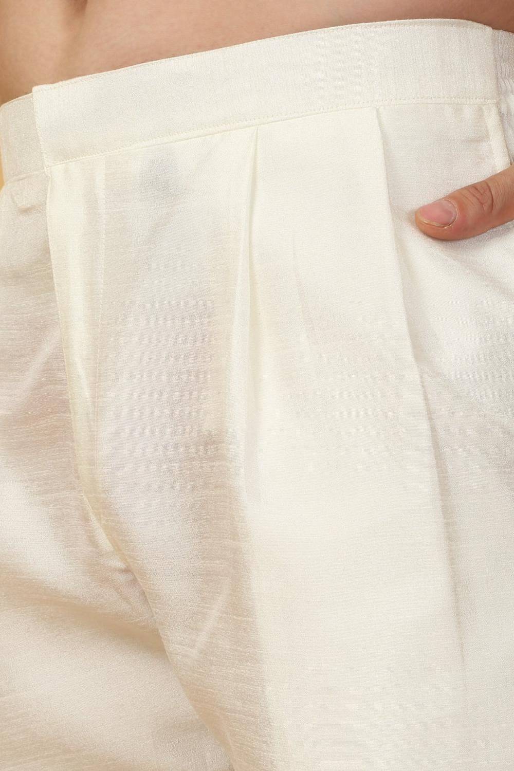 Shwet Banaras Embroidered Sherwani Set - Ivory White