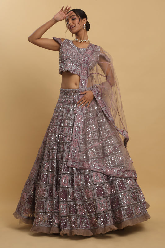 Gunaar Mirror Embroidered Lehenga Set