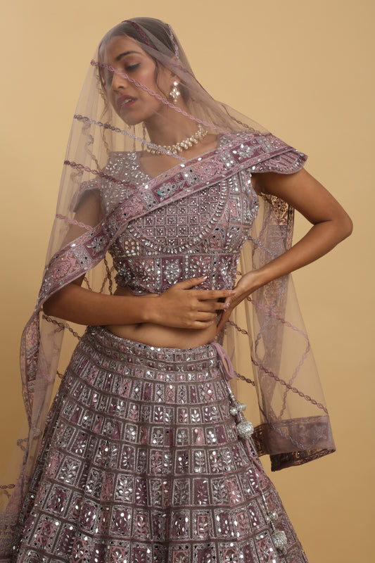 Gunaar Mirror Embroidered Lehenga Set