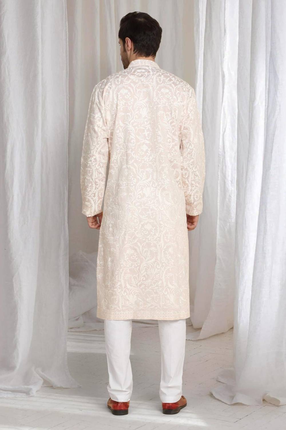 Aham Flora Thread Embroidered Kurta Set - Pastel Pink