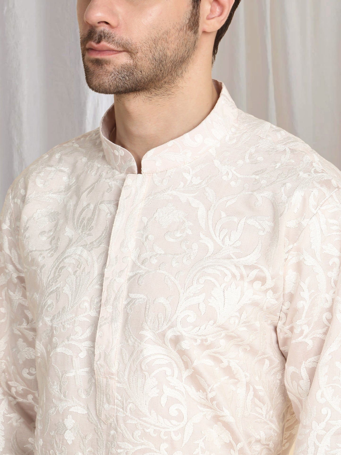 Aham Flora Thread Embroidered Kurta Set - Pastel Pink