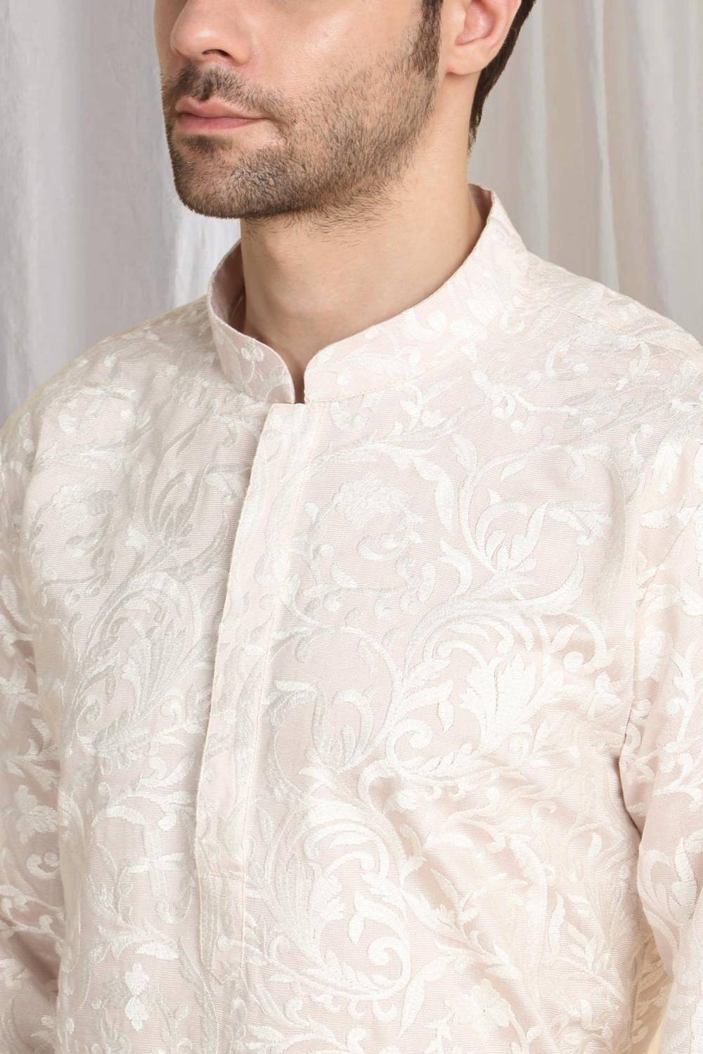 Aham Flora Thread Embroidered Kurta Set - Pastel Pink