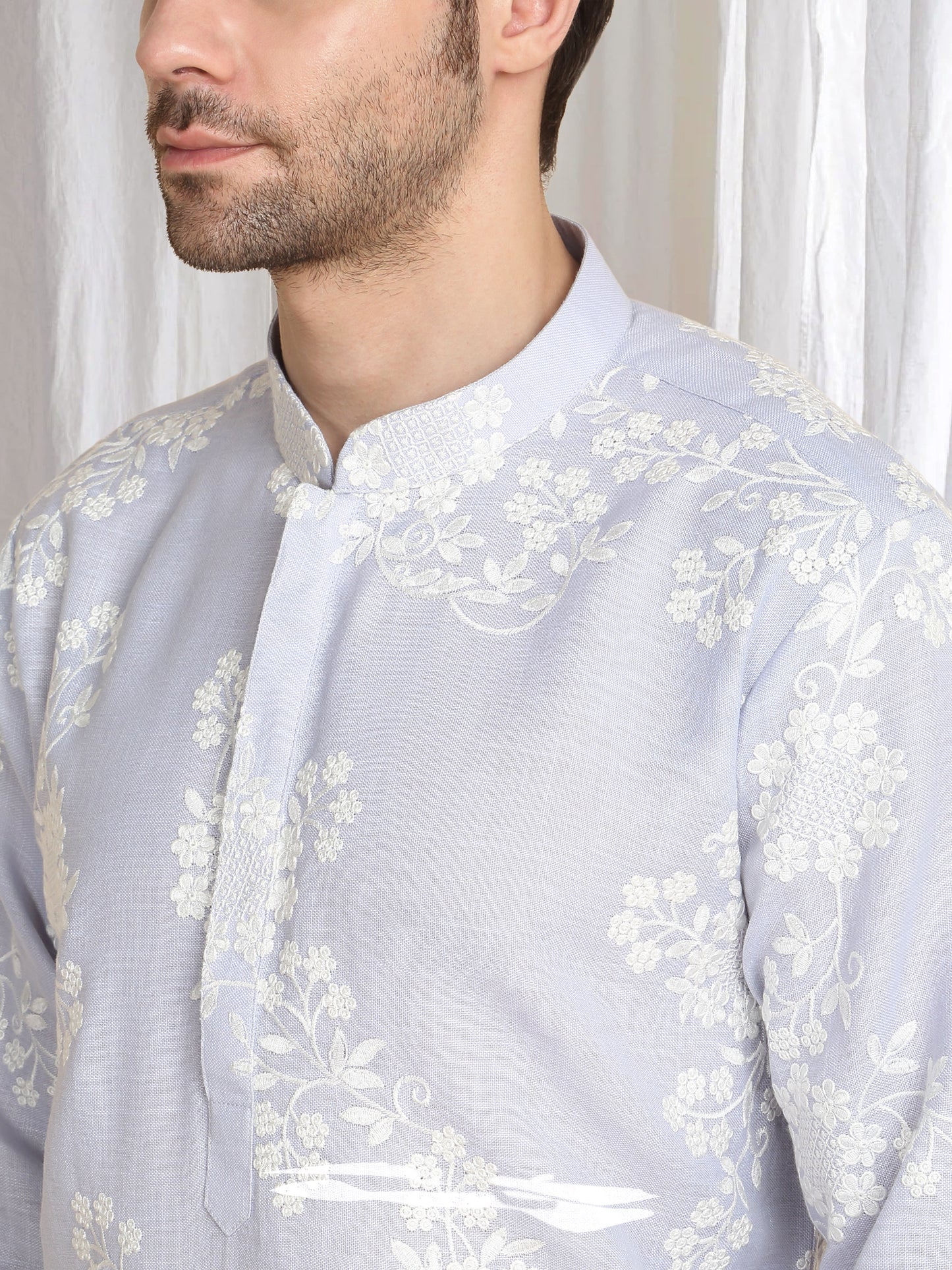 Aham Gulistaan Embroidery Thread Kurta Set - Pastel Purple