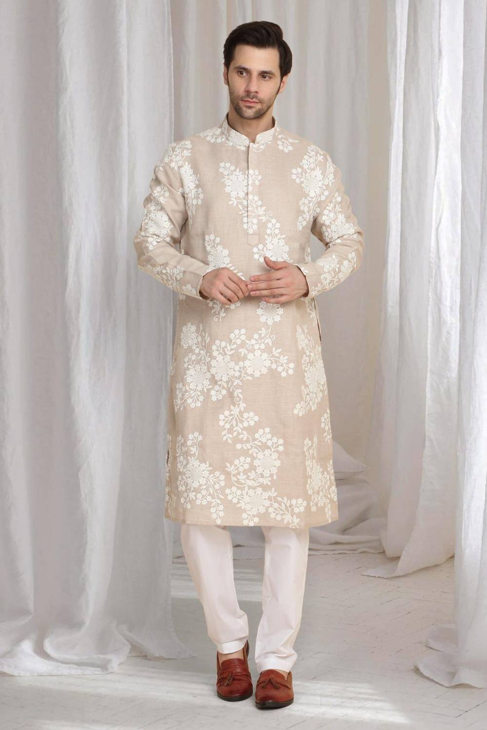 Aham Gulistaan  Embroidery Thread Kurta Set - Beige