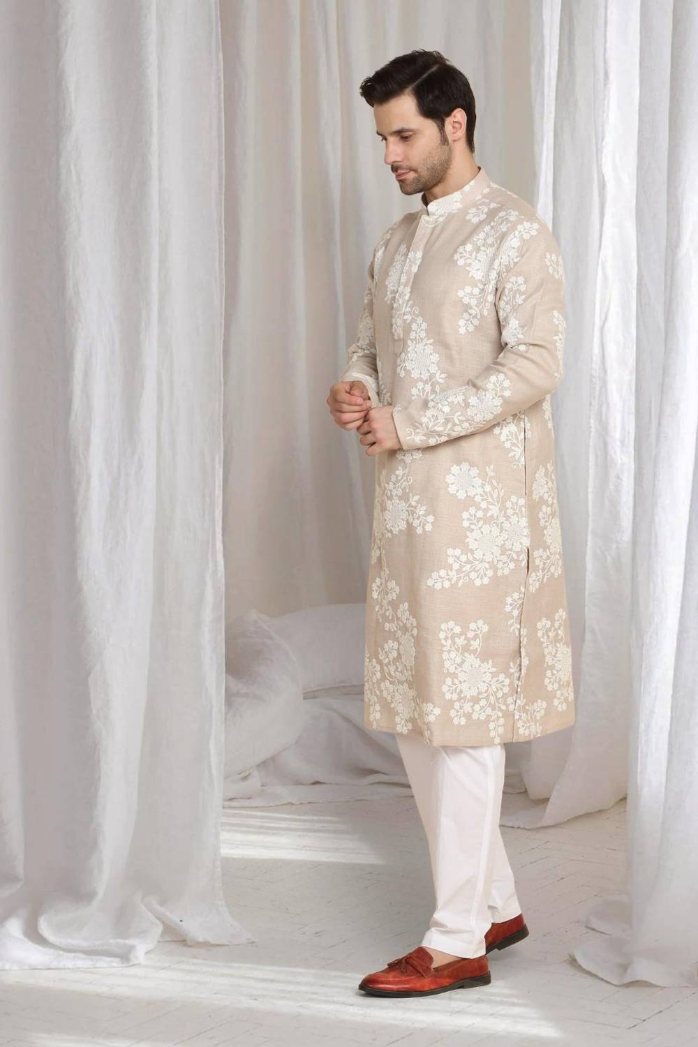 Aham Gulistaan  Embroidery Thread Kurta Set - Beige