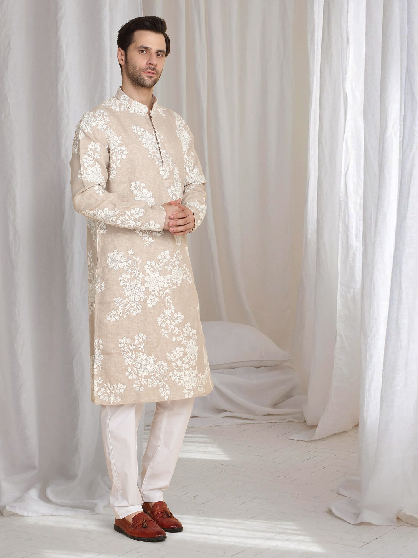 Aham Gulistaan  Embroidery Thread Kurta Set - Beige