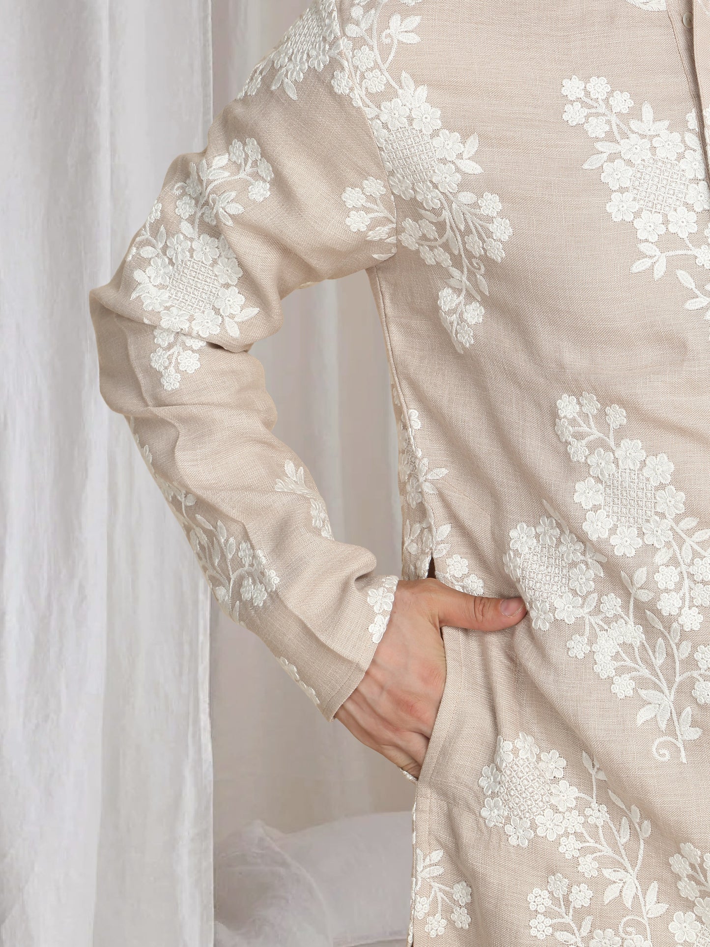 Aham Gulistaan  Embroidery Thread Kurta Set - Beige