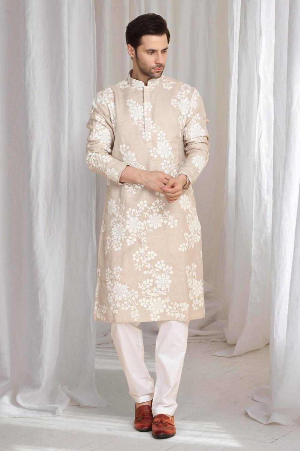 Aham Gulistaan  Embroidery Thread Kurta Set - Beige