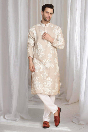 Aham Gulistaan  Embroidery Thread Kurta Set - Beige