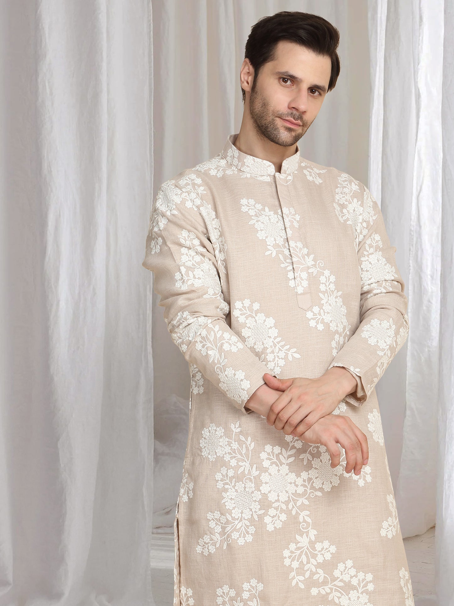 Aham Gulistaan  Embroidery Thread Kurta Set - Beige