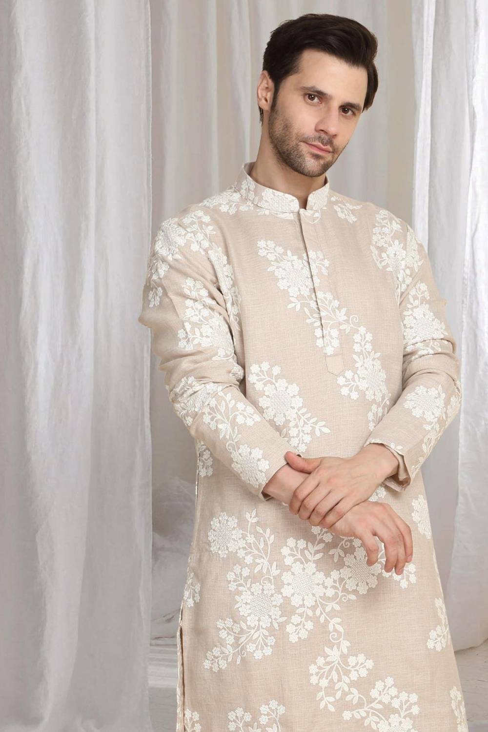 Aham Gulistaan  Embroidery Thread Kurta Set - Beige