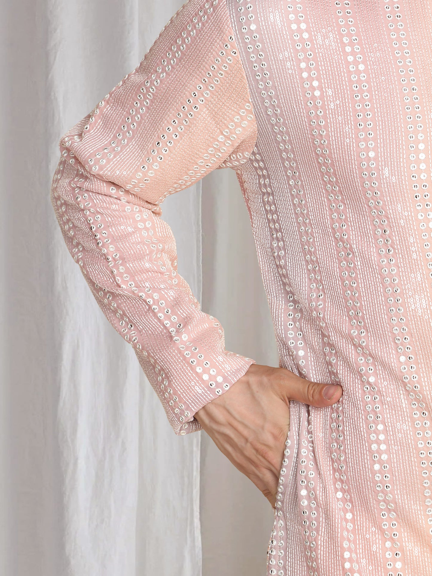 Ambar Ombre Embroidered Kurta Dupatta Set - Pastel Coral