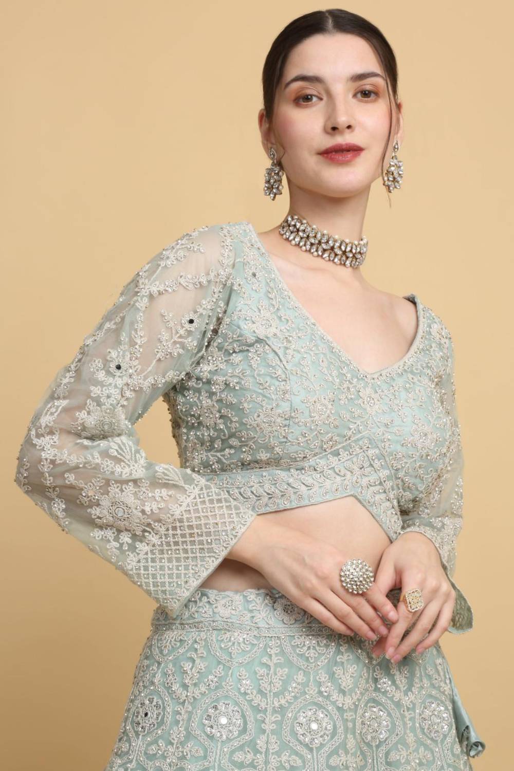 Suhavana Embroidered Floral Bridal Lehenga Set