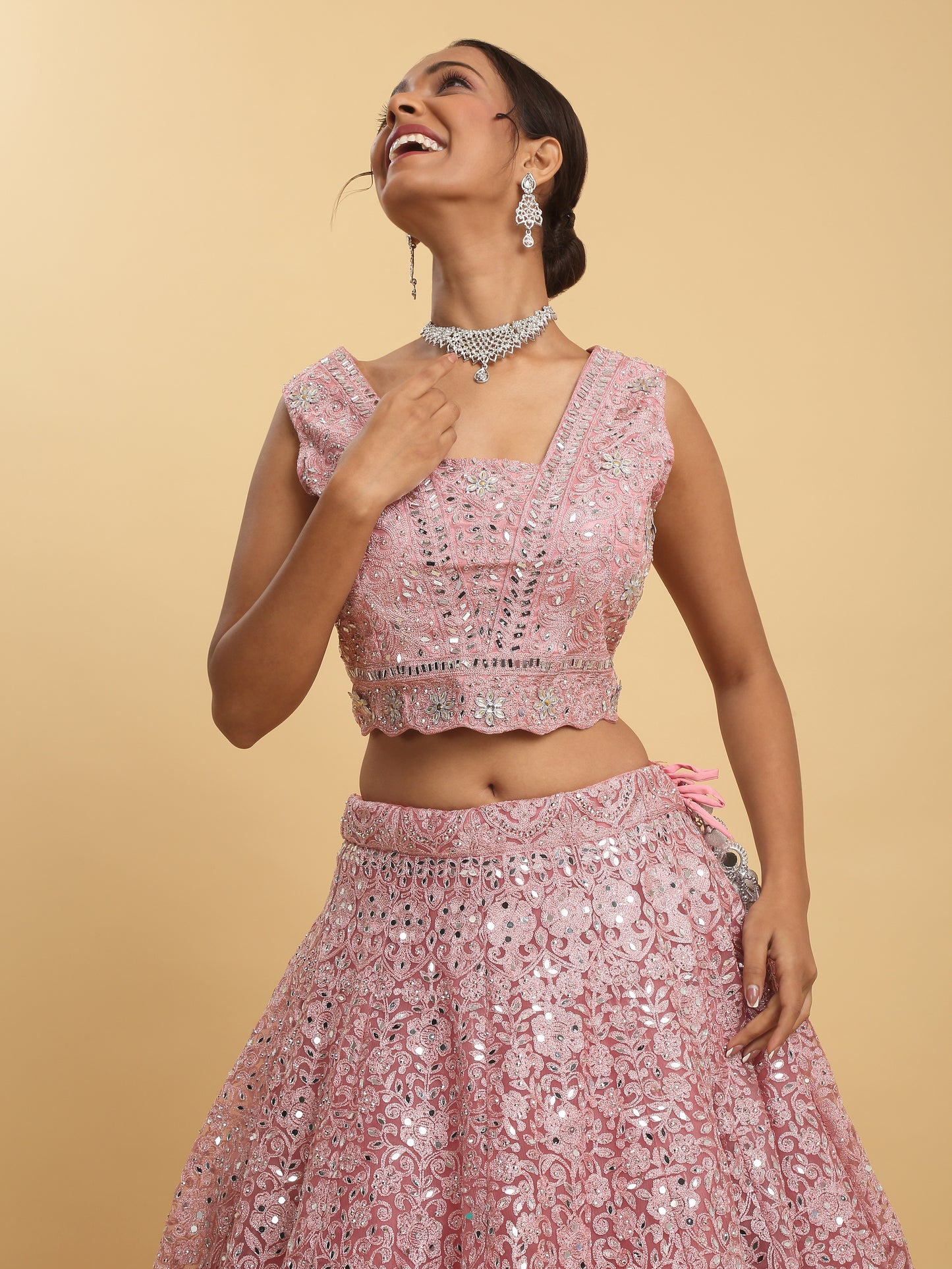 Utsav Mirror Embroidered and Layered Lehenga Set