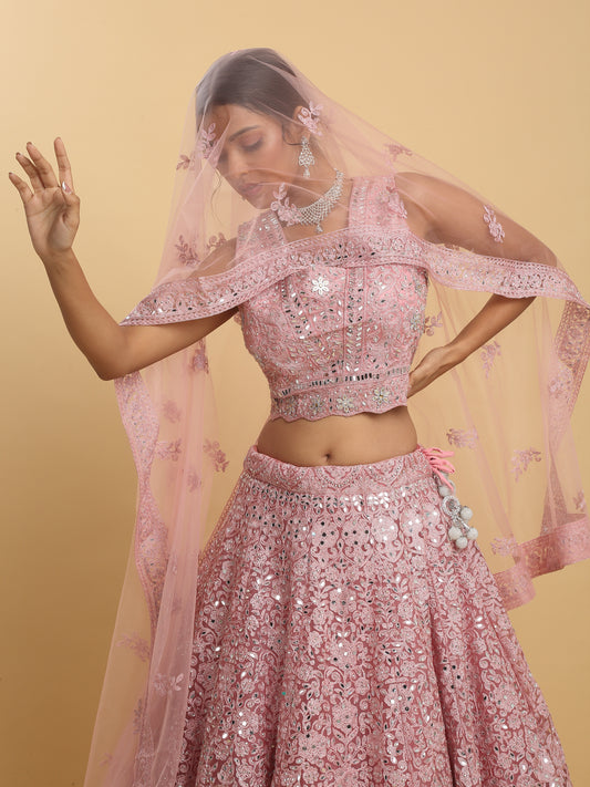 Utsav Mirror Embroidered and Layered Lehenga Set