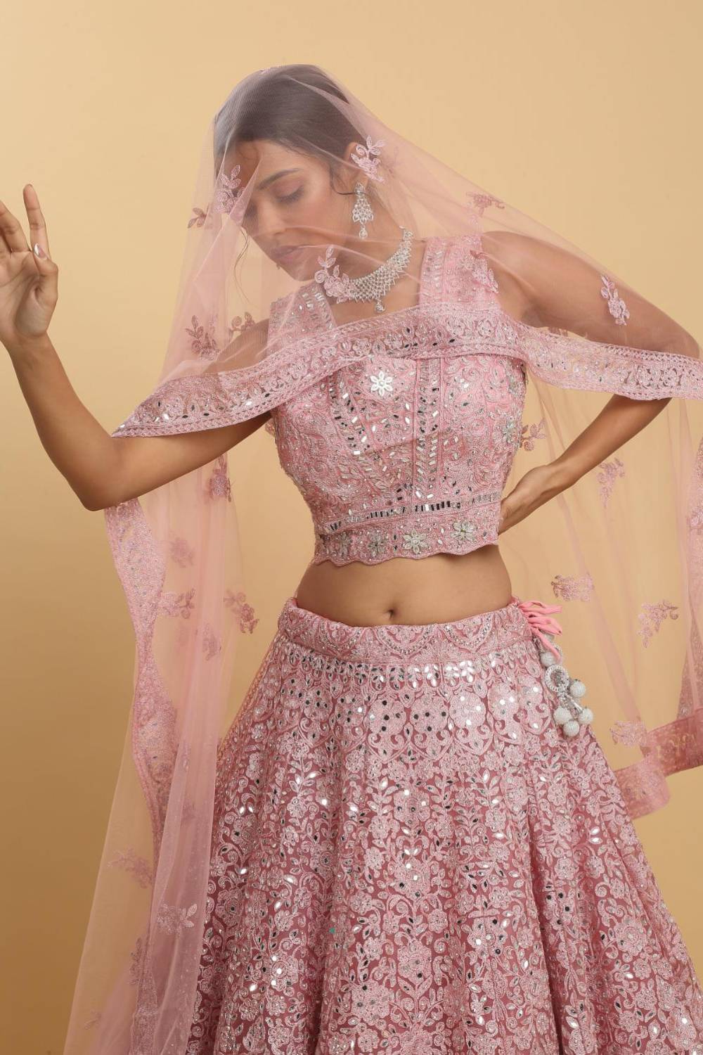 Utsav Mirror Embroidered and Layered Lehenga Set