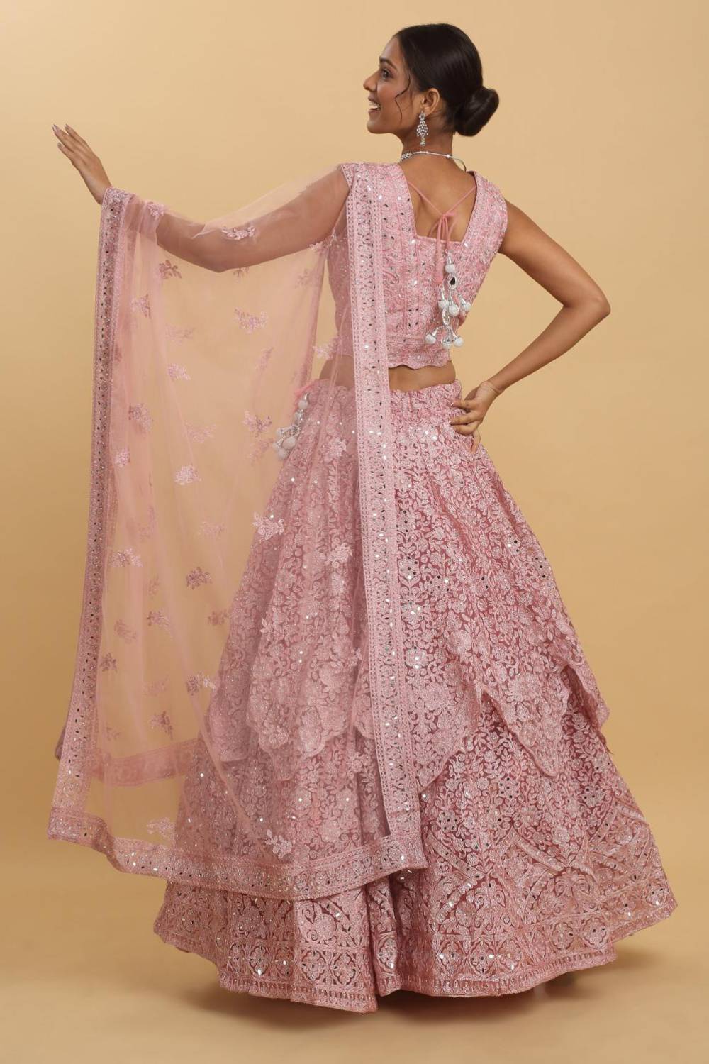 Utsav Mirror Embroidered and Layered Lehenga Set