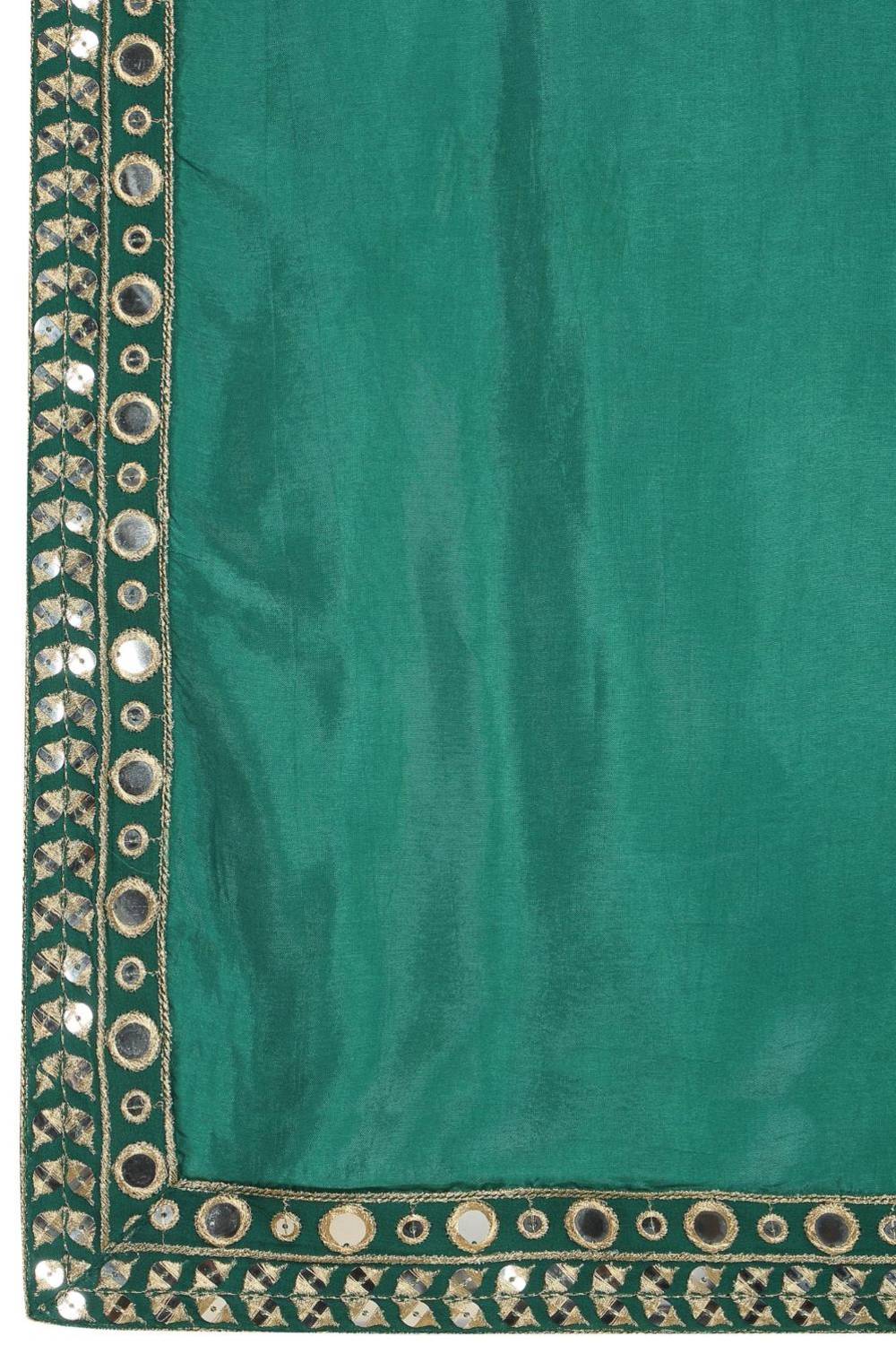 Festive Green Golden Thread Embroidered Kurta Dupatta Set